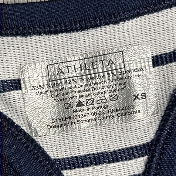 ATHLETA XS DARK BLUE & WHITE STRIPED RACER BACK TANK TOP - Picture 5 of 6
